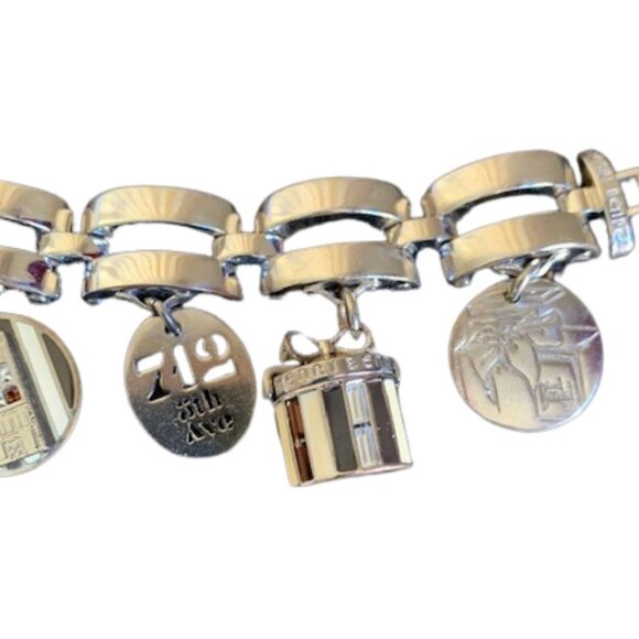 Henri Bendel Vintage Silver Link Six Charm Bracelet Rare - Picture 7 of 15